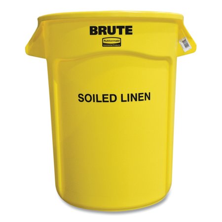 RUBBERMAID COMMERCIAL 32 gal Round Cylinder Waste Receptacles, Yellow, Open Top, Plastic FG263294YEL